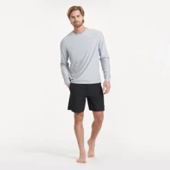Long-Sleeve Uluwatu 2.0 Water Tee | Platinum Heather -Deals Haute Drape Store V314BLK 3321