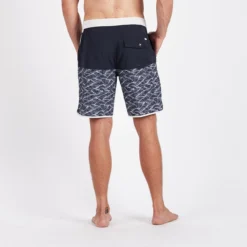 Cruise Boardshort | Navy Wave Block -Deals Haute Drape Store V314NWB 2
