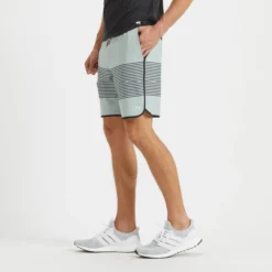 Banks Short | Sea Glass Linen Texture Stripe -Deals Haute Drape Store V330SLS 2