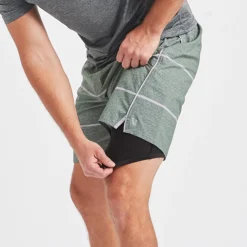 Trail Short | Evergreen Heather Stripe -Deals Haute Drape Store V341EHS 5 update