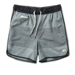 Banks Short 5" | Steel Blue Linen Texture Stripe